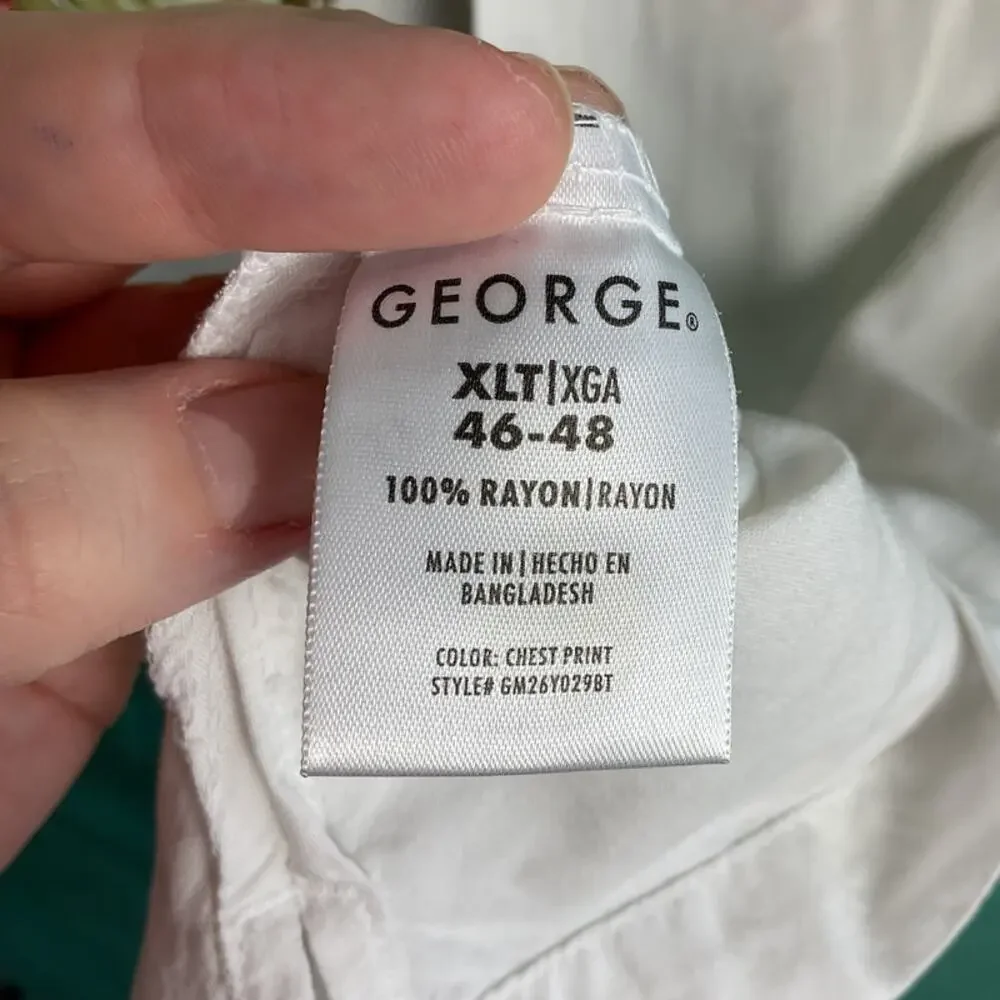 George Mens Floral Hawaiian Button up shirt Big and tall XLT 46 48